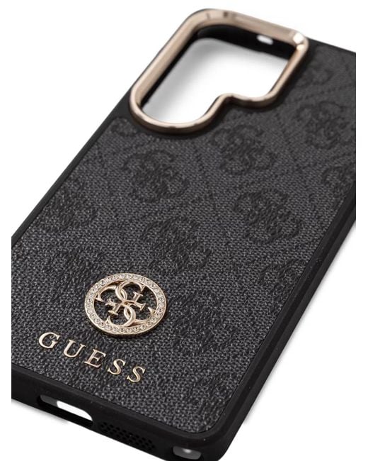 Guess Black Monogram-Print Strap Phone Case