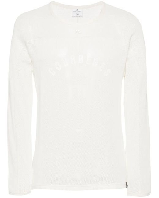 Courreges White Logo-Print Mesh T-Shirt for men