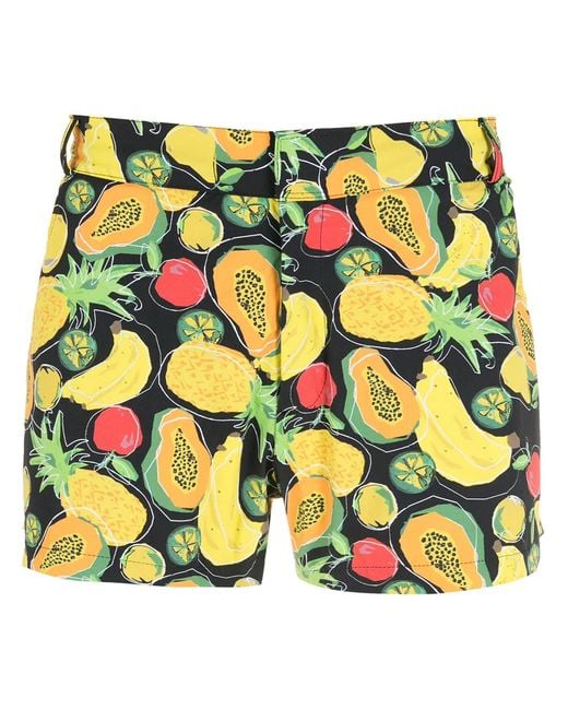 Amir Slama Yellow Print Frutas Shorts for men