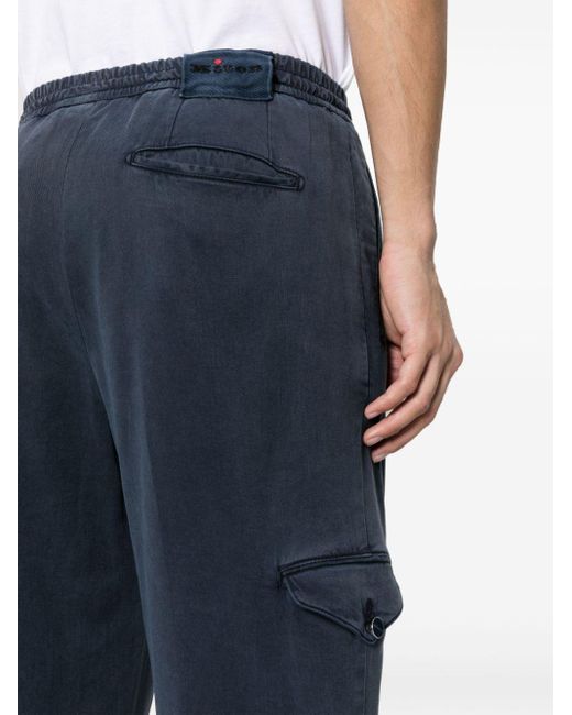 Kiton Blue Drawstring Tapered-leg Trousers for men