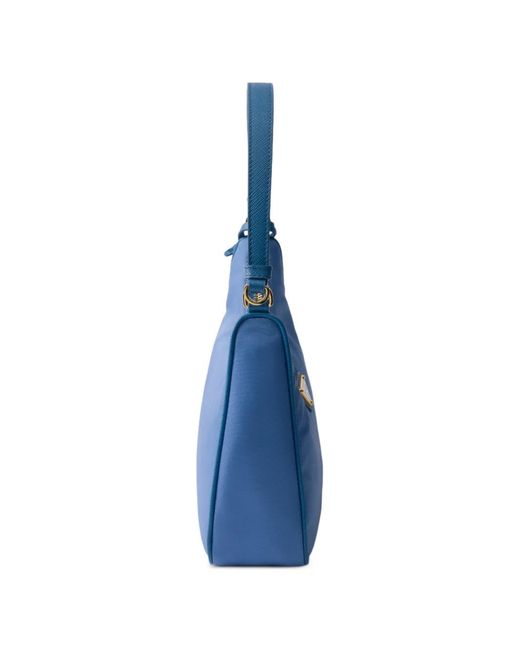 Prada Blue Mini Re-Edition 2005 Triangle-Logo Tote Bag