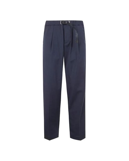 White Sand Blue Pocket Pleated Trousers for men