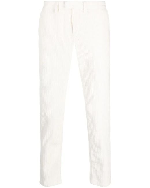 Dondup White Fine-Ribbed Tapered Trousers for men