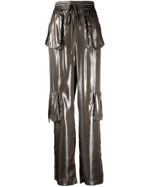 Blumarine Black High-Waisted High-Shine Trousers