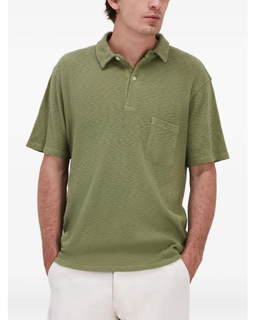 Fortela Green Missourim Waffle Pocketed Polo Shirt for men