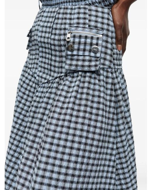 Ganni Blue Checkered Skirt