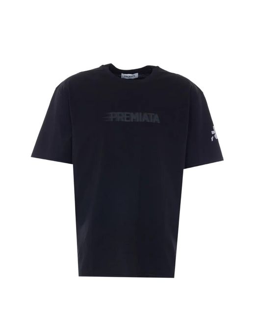 Premiata Blue Logo-Print Graphic-Print T-Shirt for men