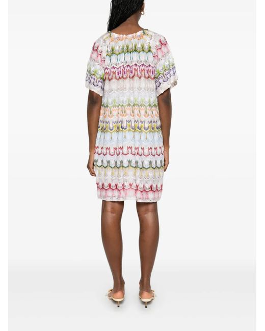 Missoni White Crochet-Knit Mini Dress