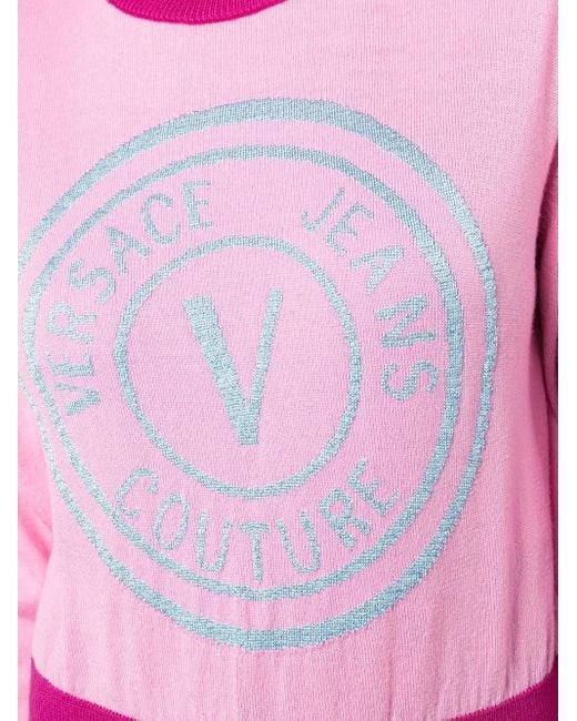 Versace Jeans Couture Pink Logo-Print Jumper