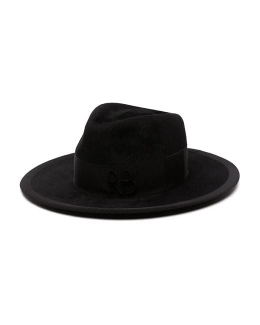 Ruslan Baginskiy Black Logo-Embroidered Fedora Hat