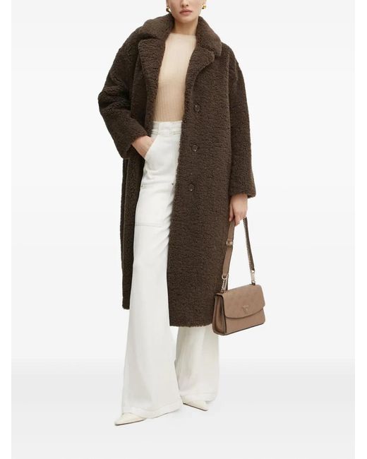 Guess Brown Buttoned Collared Coat
