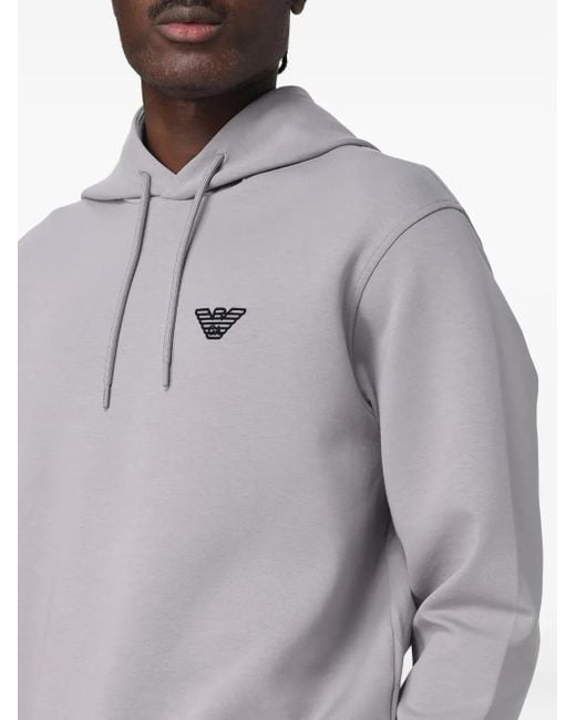 Emporio Armani Logo-Print Hoodie in Grey for Men Lyst UK