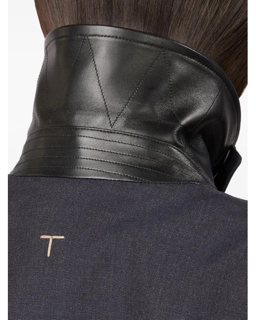 Tod's Blue Leather-Trimmed Bomber Jacket