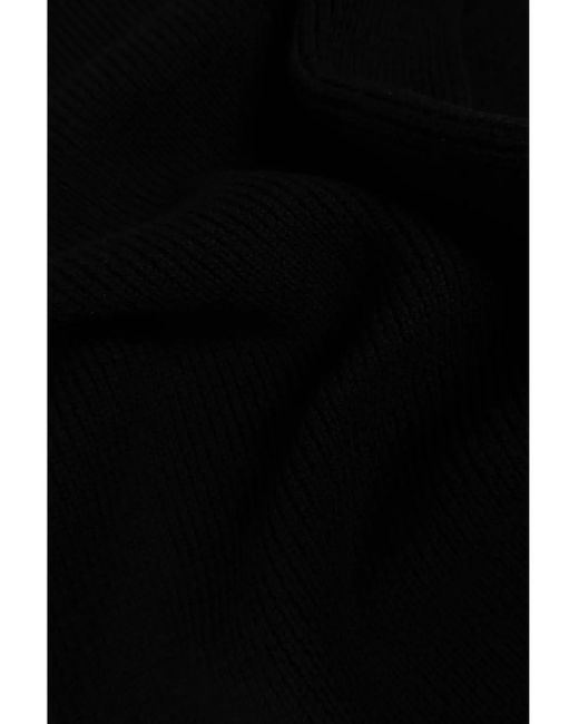 Moncler Black Wool Logo Scarf for men