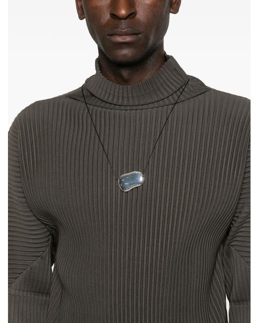 Homme Plissé Issey Miyake Brown Pleated Turtleneck Top With Minimalist Design for men