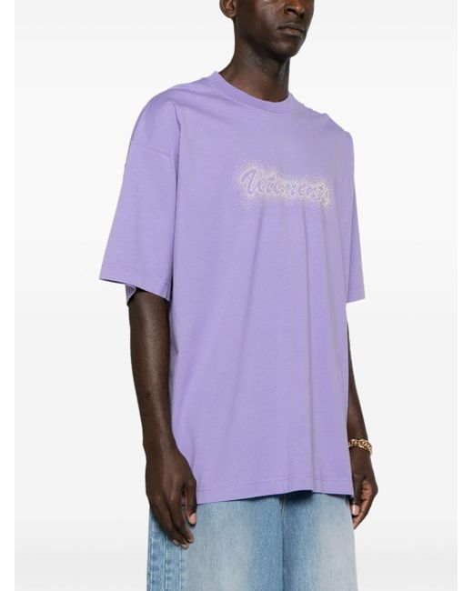 Vetements Purple Stud-embellished Cotton T-shirt