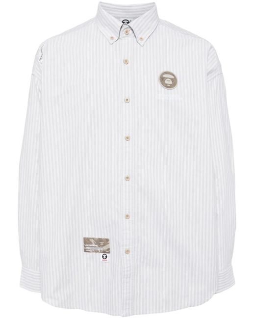 Aape By A Bathing Ape White Striped Cotton Shirt for men