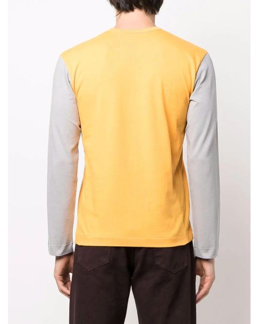 COMME DES GARÇONS PLAY Yellow T-Shirt Colour Block À Logo Brodé for men