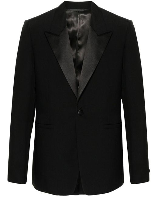 Givenchy Black Peak-lapel Single-breasted Wool Blazer for men