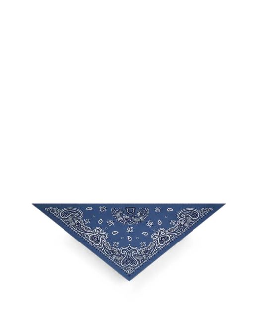 Ferragamo Blue Arabesque Print Triangle Scarf for men