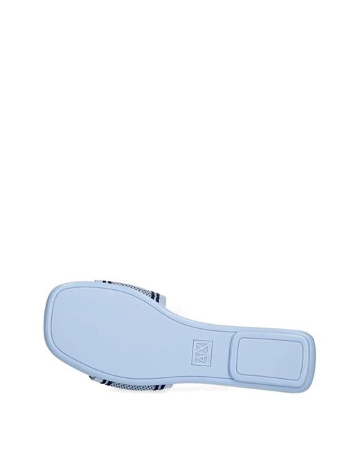 ARMANI EXCHANGE White Logo-Print Slides