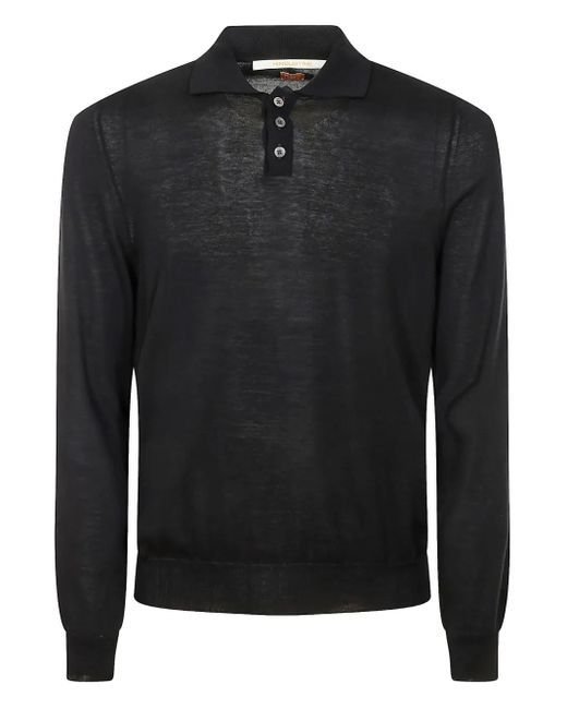 Alpha Industries Black Long-Sleeve Cotton Polo Shirt for men