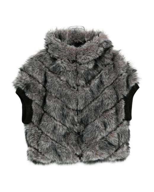 Chevron faux fur coat Betta Corradi de color Gray