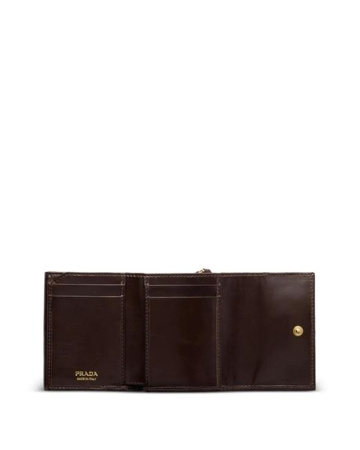 Prada Gray Small Snap-Closure Leather Wallet