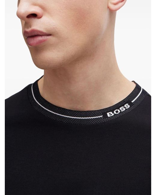 Boss Black Logo-collar Cotton-jersey T-shirt for men