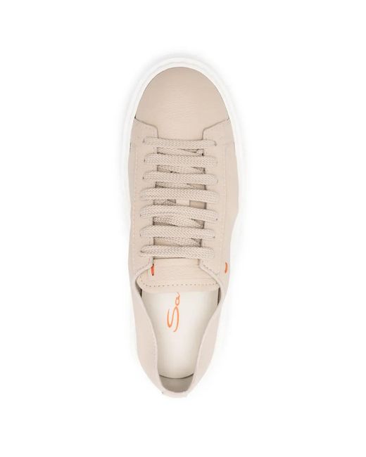 Santoni White Leather Sneakers