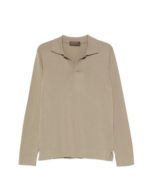 FILIPPO DE LAURENTIIS Natural Long-Sleeved Polo Shirt for men
