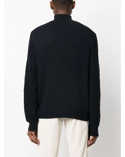 Corneliani Black Cable-Knit Turtleneck Jumper for men