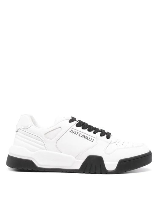Just Cavalli White Style Dis. 1 Leather Sneakers for men