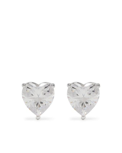 Apm Monaco White Heart-cut Crystal-embellished Earrings