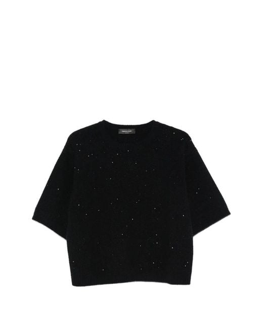 Fabiana Filippi Black Sequin-Embellished Bouclé-Knit Sweater