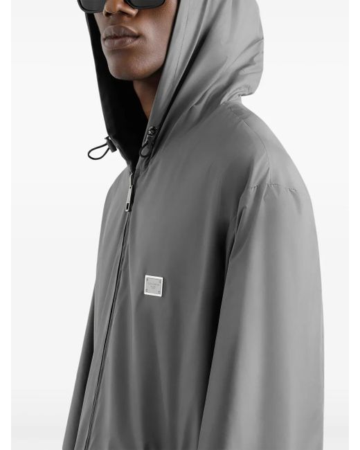 Dolce & Gabbana Gray Logo-Plaque Bomber Jacket for men