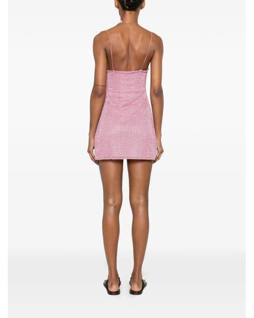 Oseree Pink Shell-Cup Glitter-Effect Dress