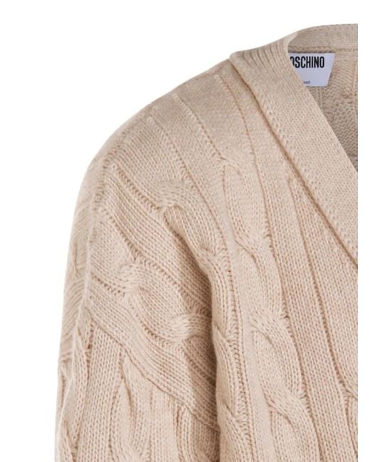 Moschino Gray V-Neck Cardigan for men