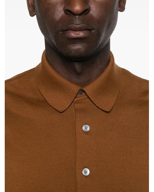 Zegna Brown Short-Sleeve Polo Sweater for men