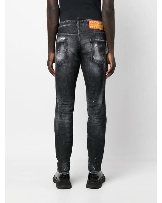 DSquared² Blue Distressed Slim-Cut Jeans for men