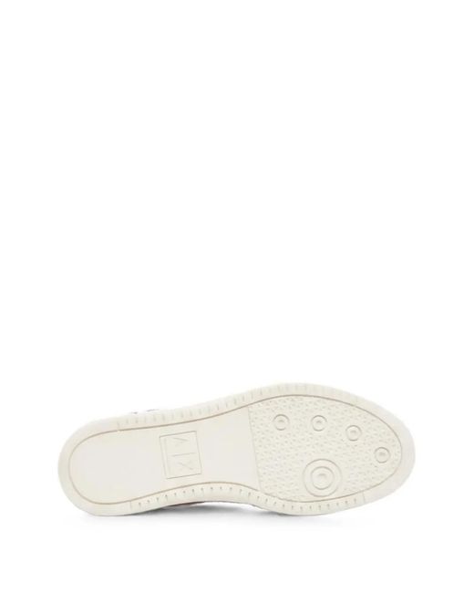 ARMANI EXCHANGE Natural Perforated-Logo Leather Sneakers