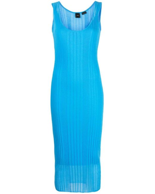 Pinko Dune Geribbelde Midi-jurk in het Blue