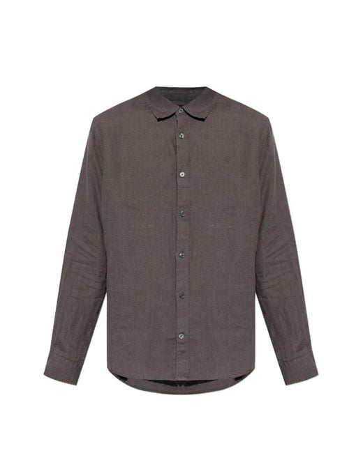AllSaints Gray Loom Long-Sleeve Shirt for men