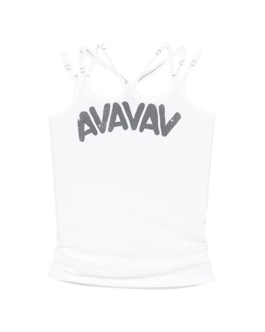 AVAVAV White Haut Tova À Logo Imprimé Et Brides Multiples