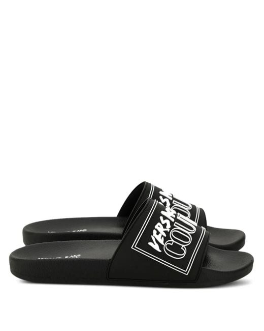 Sandalias con logo en relieve Versace Jeans Couture de hombre de color Black