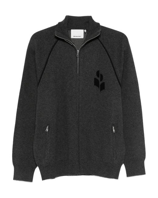 Isabel Marant Black Zip-Up Logo Sweater for men