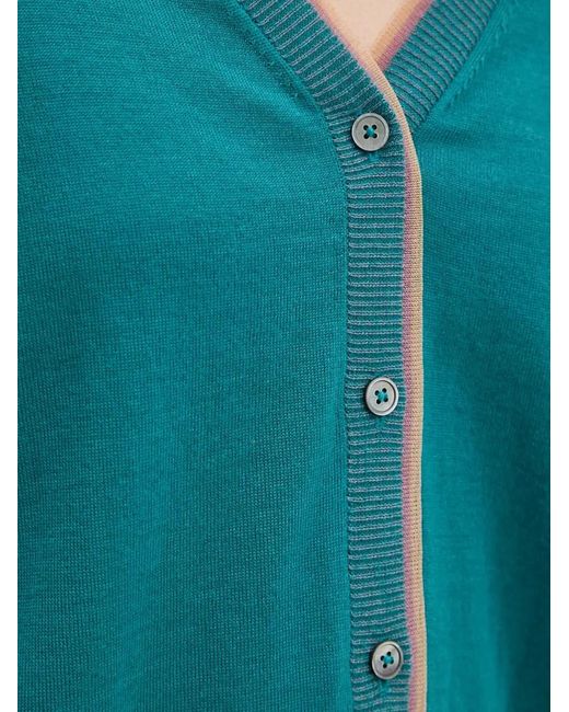 Paul Smith Blue V-Neck Buttoned Cardigan
