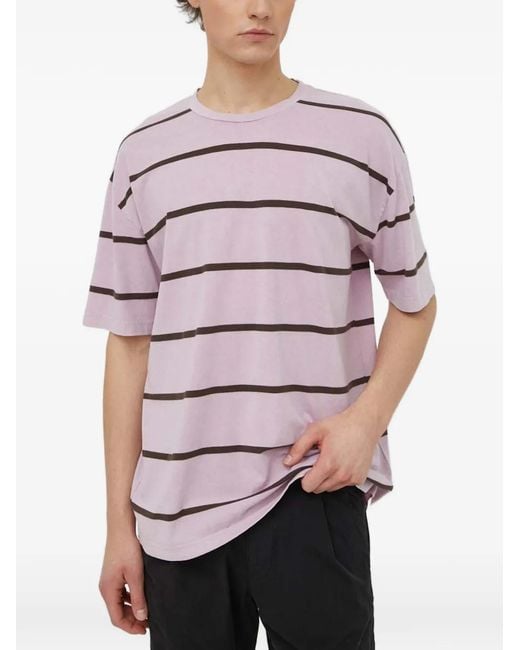 Samsøe & Samsøe Purple Horizontal-Stripe Short-Sleeve T-Shirt for men