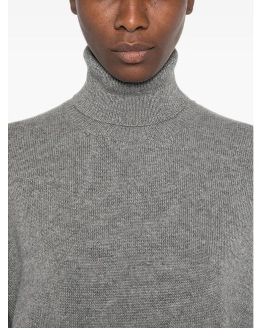 Brunello Cucinelli Gray Cashmere Turtle-Neck Sweater