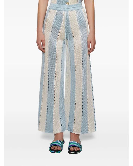 Calle Del Mar Blue Cabana Stripes Knit Trousers